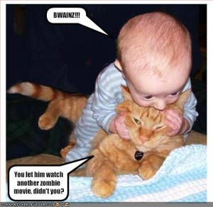 funny baby with cat